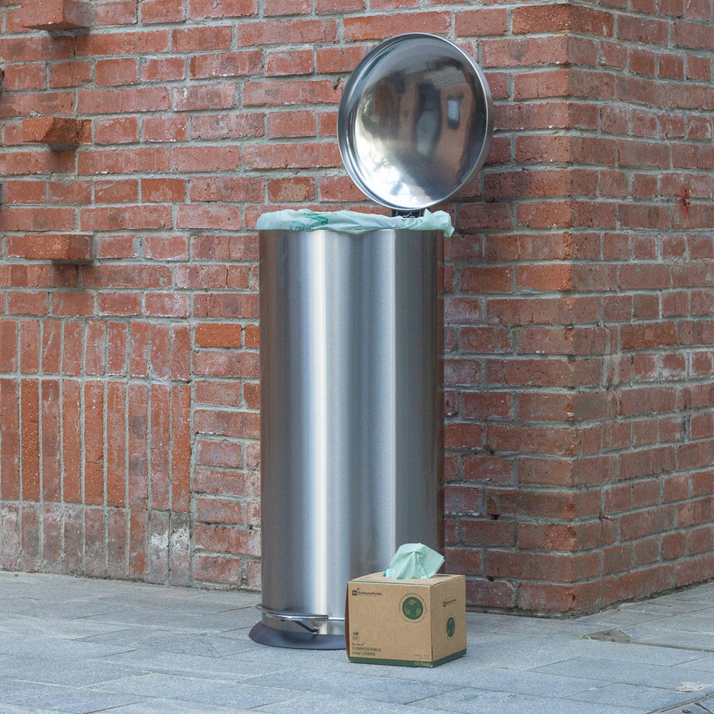Basic Nature 8 gal Green Plastic Trash Can Liner - Compostable - 100 count box
